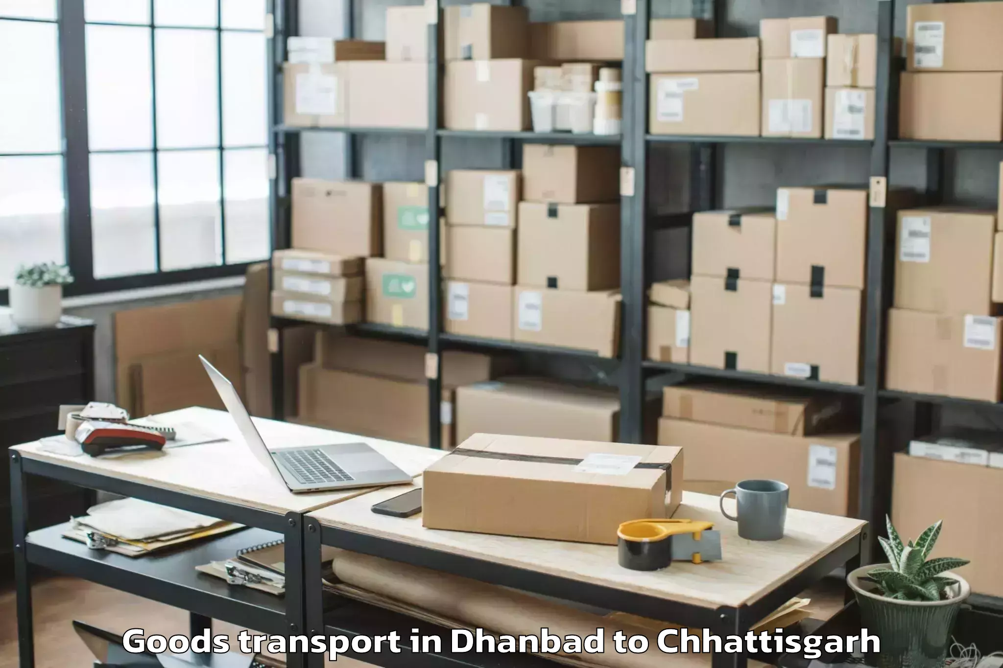 Book Dhanbad to Gariyaband Goods Transport